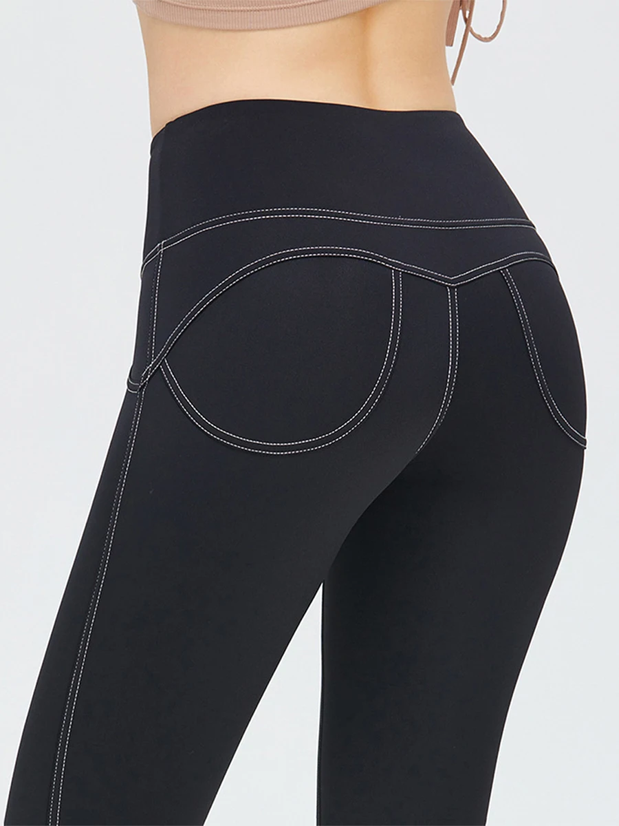 Mallas de Yoga para mujer, pantalones para correr de cintura alta de Color sólido, Control de barriga, pantalones de entrenamiento para ciclismo, pantalones ajustados para Fitness