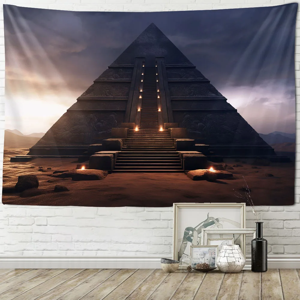Majestic Egyptian Pyramid Tapestry Ancient Architecture Wall Hanging Home Office Decor Mysterious Background Cloth