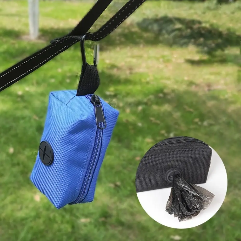 Oxford Dog Poop Bag Dispenser with Metal Buckle Pick-Up Bags Holder Garbage Storag Box Leakproof Pet Waste Bag Carrier Hiking