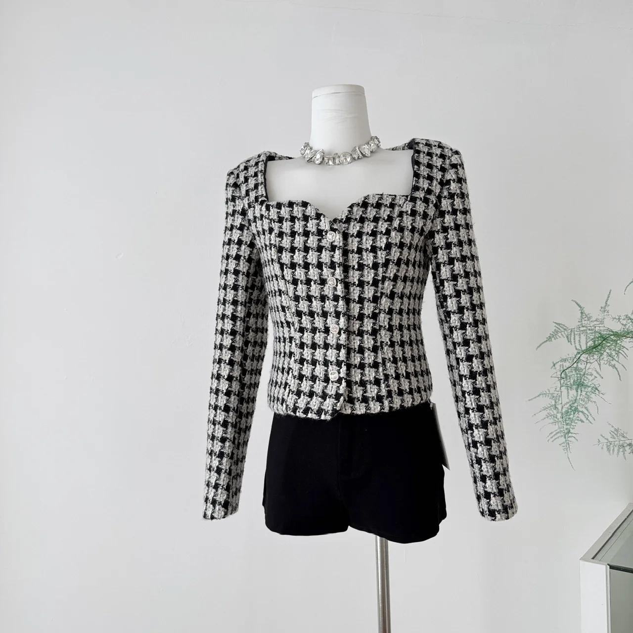 Temperament Spice Girl Square Collar Slim-Fitting Fragrant Coats Jakcets Women High Quality