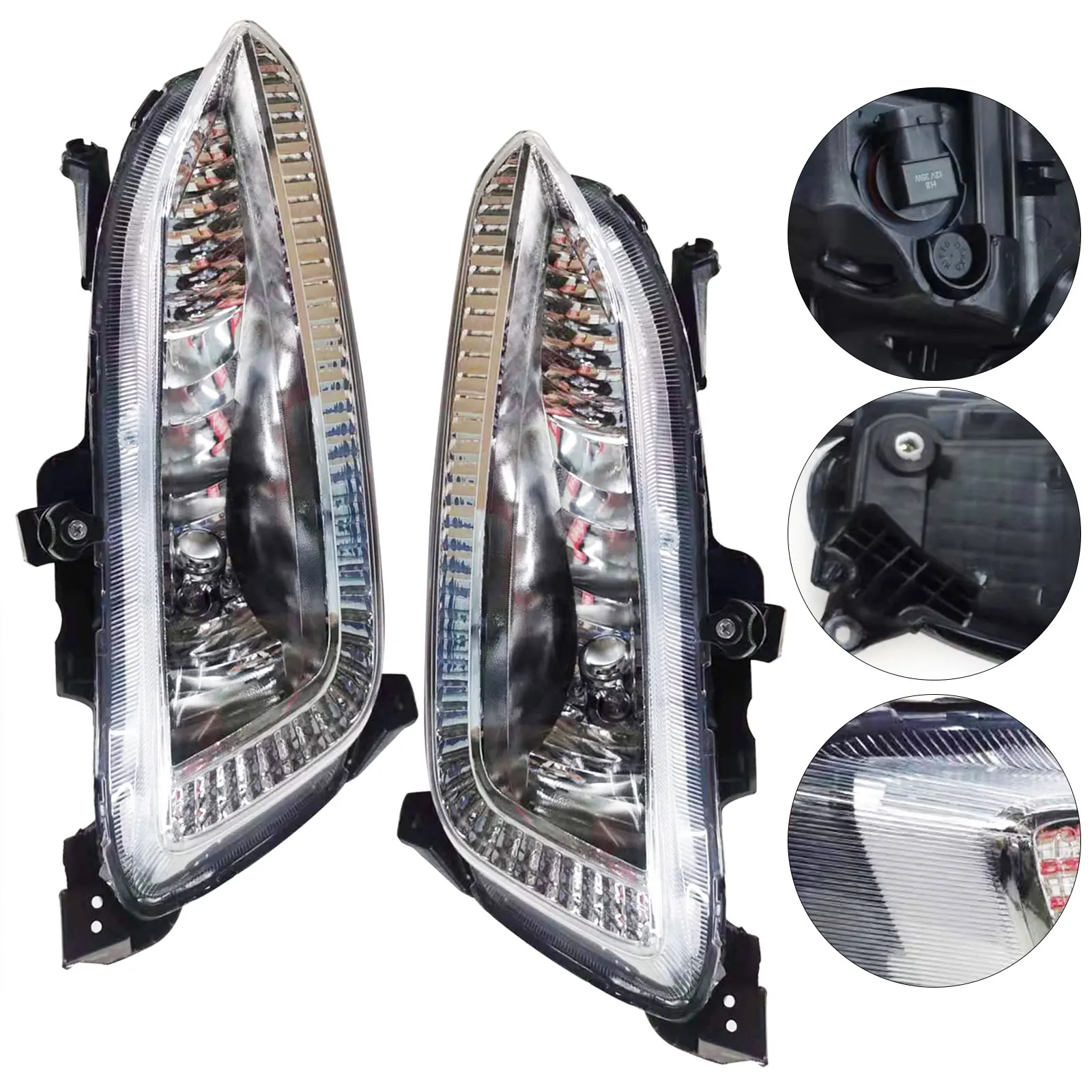 1 Pair Fog Lights Left+Right Fog Lights For Hyundai IX45 Santa Fe 2013 2014 2015 DRL LED Daytime Running Light