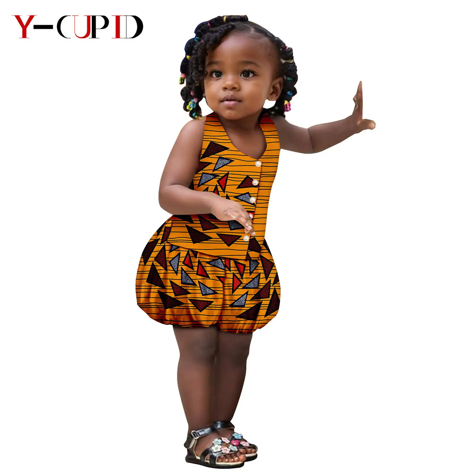 Dashiki Baby Girls Tank Top and Bud Shorts Pants Sets African Style Clothes Children Outfits Fashion Ankara Kid Outwear 2446056