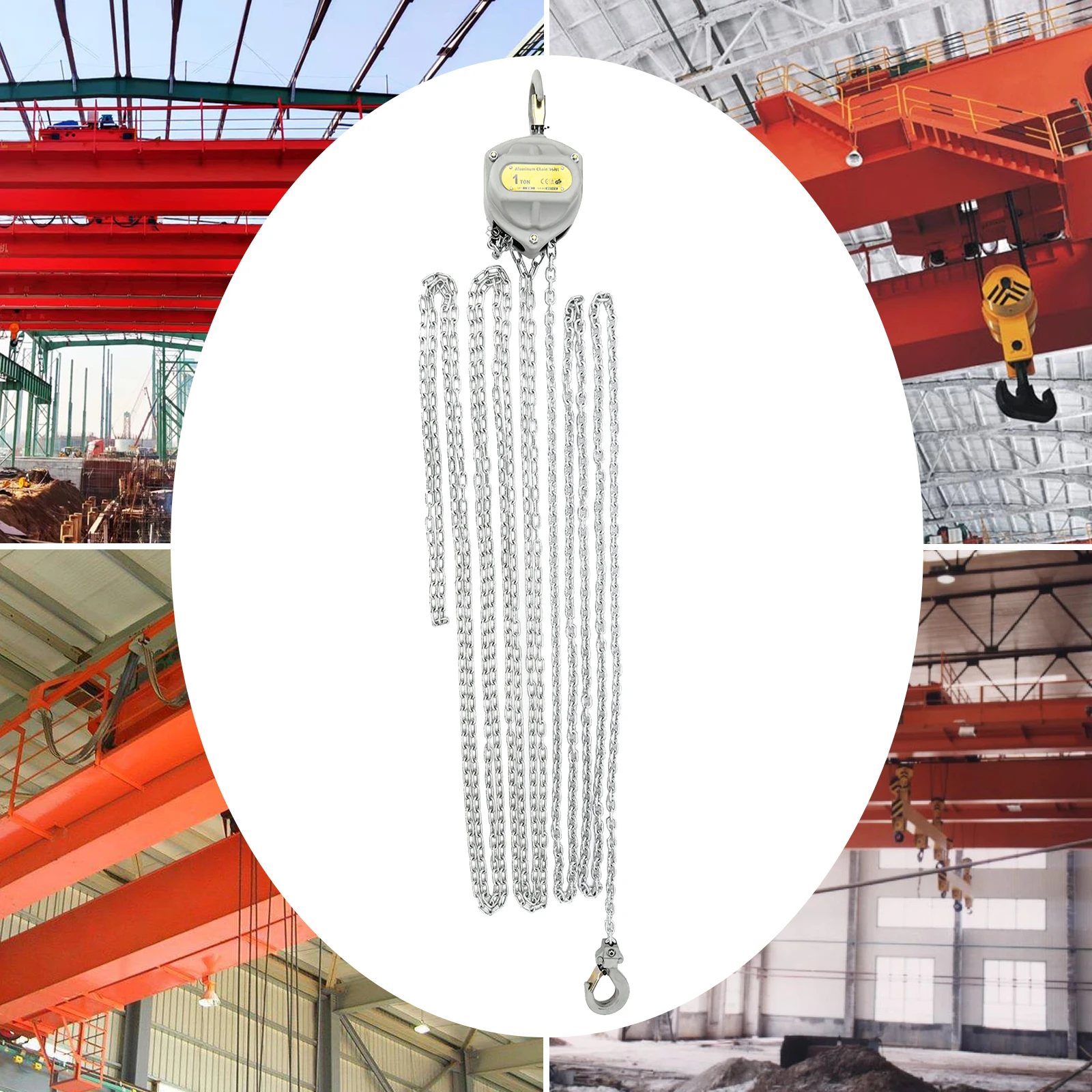 

1T/2204.62lbs Aluminum Alloy Chain Hoist Manual Hand Chain Hoist 360-degree Rotatable