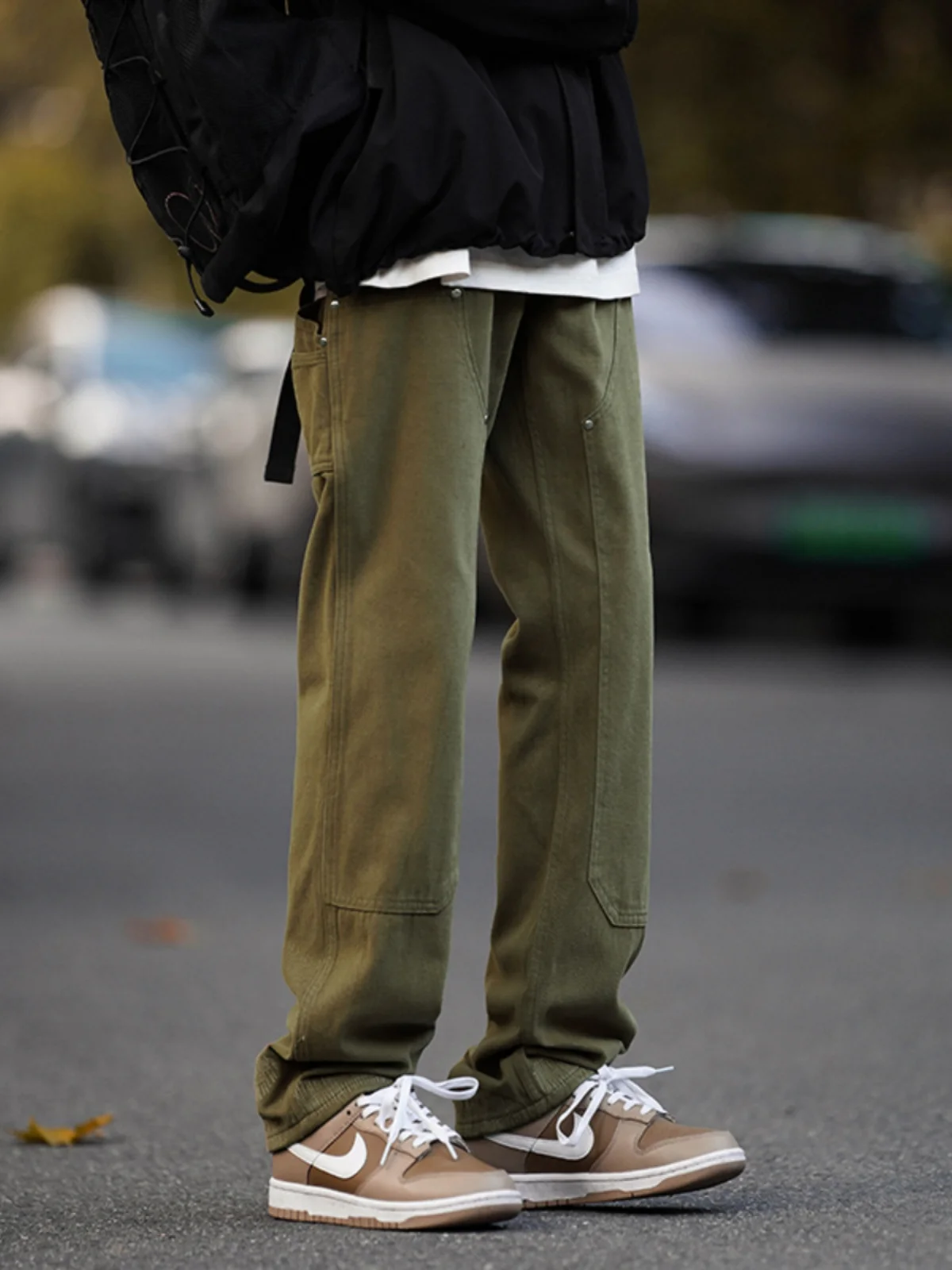 

Мужские джинсы цвета хаки, весенне-осенние свободные прямые брюки в рабочем стиле, модные винтажные длинные прямые брюки