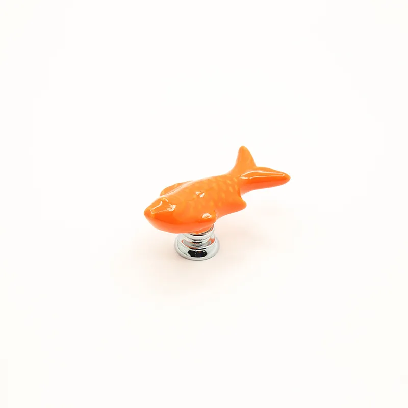 Furniture Cabinet Door Handle Ceramic Goldfish Cartoon Handles European-style Wardrobe Drawer Color Pastoral Single Hole Knobs
