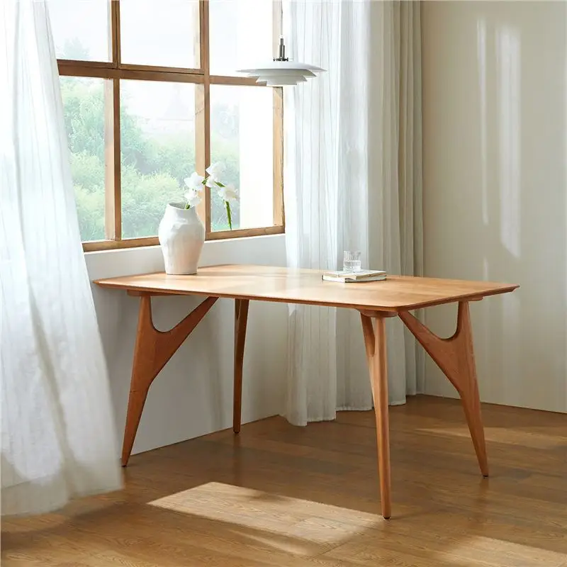 Nordic solid wood extra-thick dining table, small home desk for small apartments, minimalist and modern