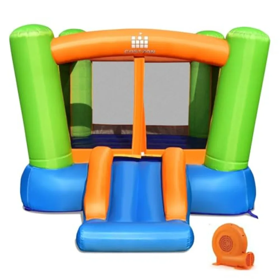

Inflatable Bounce House with Slide for Indoor Outdoor Party 550W Blower Oxford Cloth Portable Toddler Small Castle Bounce House