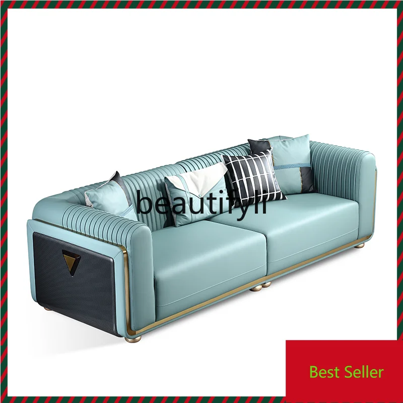 

A71Modern Italian light luxury leather sofa combination living room furniture original design