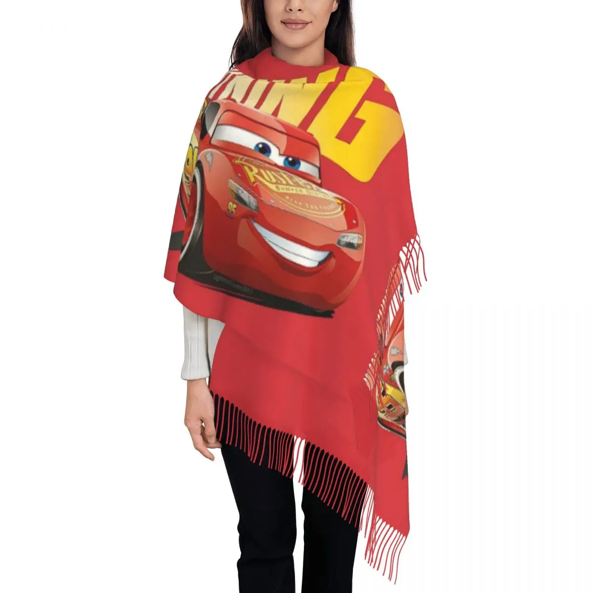 Personalized Print Lighting McQueen Scarf Women Men Winter Fall Warm Scarves Cars Shawl Wrap