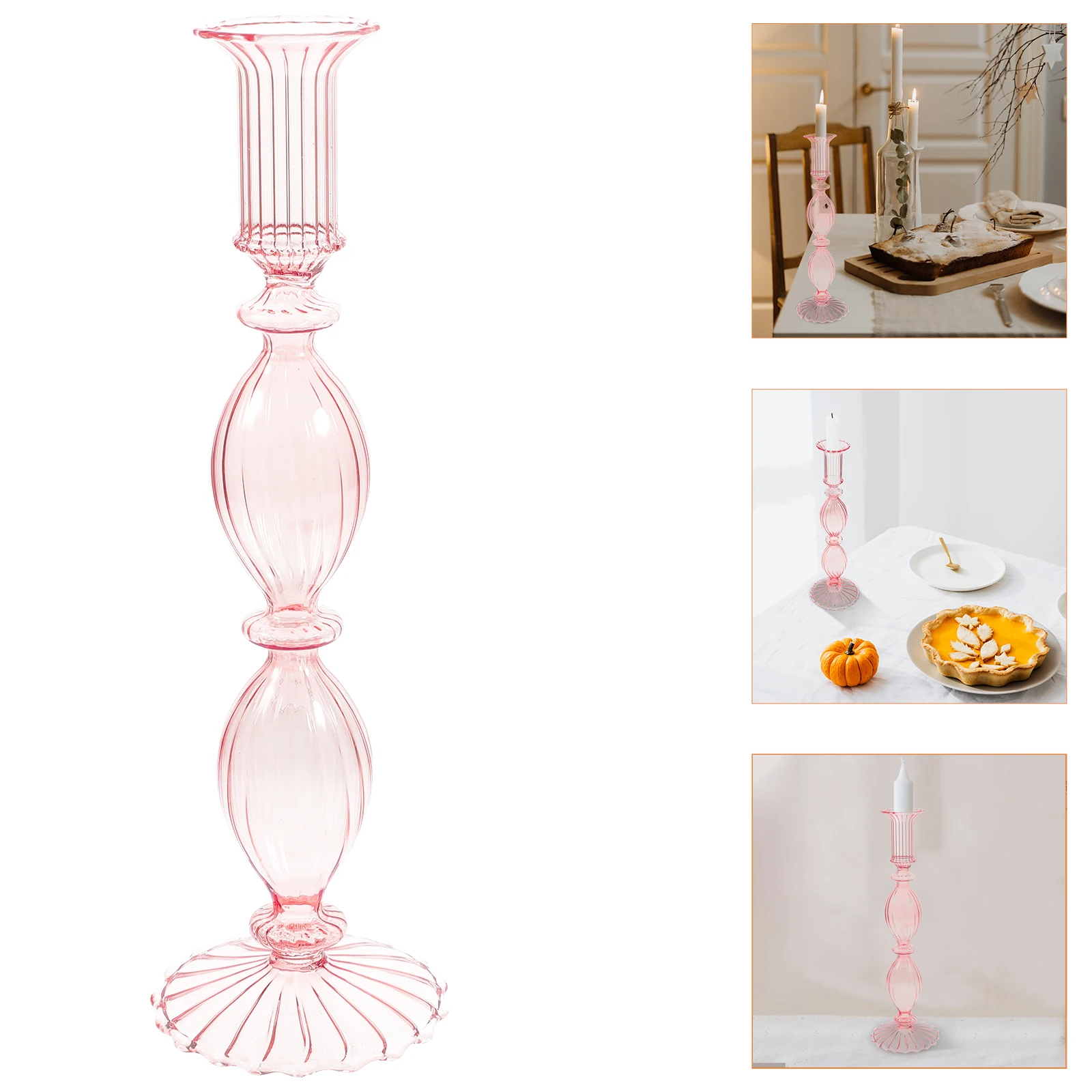 

Elegant Glass Candlestick Holder Nordic Style Taper Decorative Centerpiece for Home Dining Table Holder