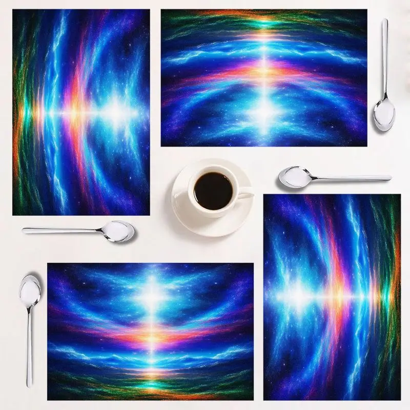 

Набор подставок из 4 предметов, яркий галактический дизайн, легко чистится, прямоугольный домашний декор, идеально подходит для любого случая!