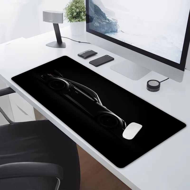 Alas mouse gaming besar warna hitam matte, alas karet anti selip untuk komputer laptop desktop, alas tebal untuk keyboard, aksesoris PC dengan desain tepi terkunci