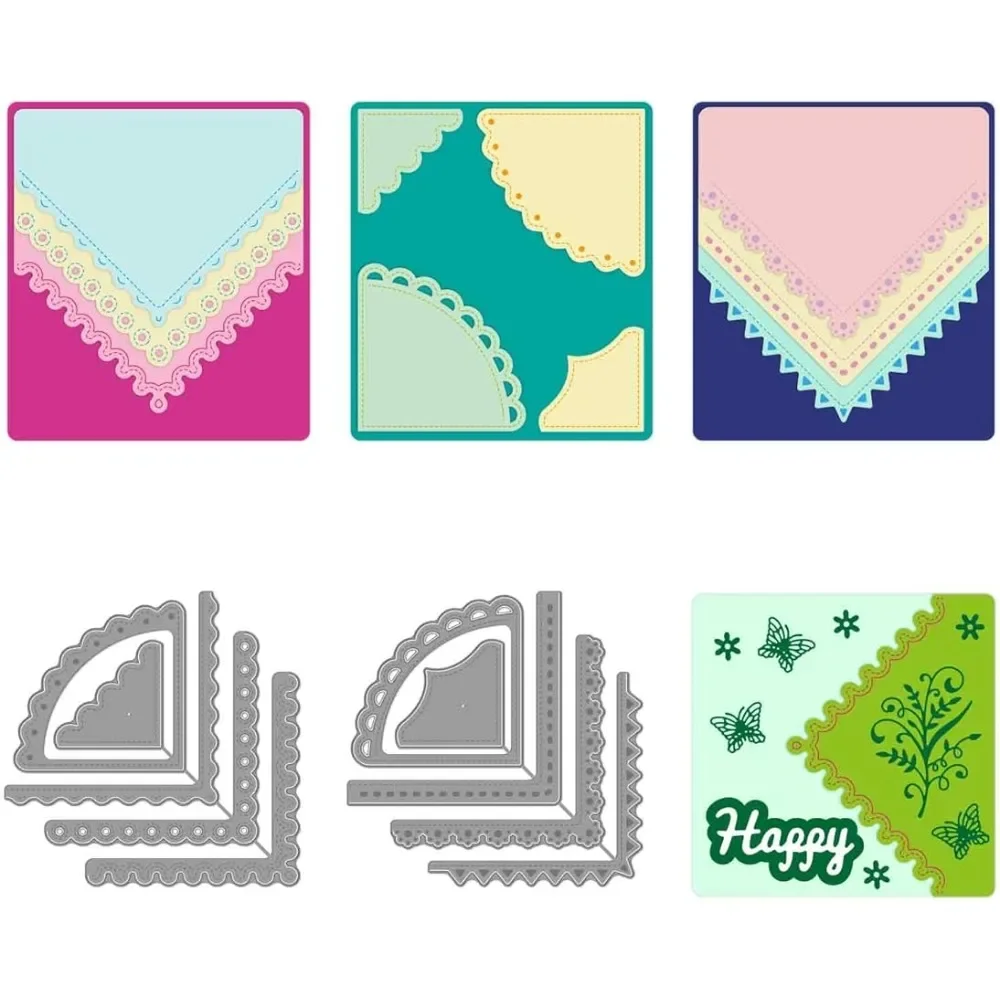 

2 Styles Corner Flowers Die Cuts Embossing Lace Cutting Dies for DIY Scrapbooking Paper Craft Triangle Carbon Steel Cutting Dies