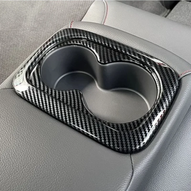 

For Honda Civic 10th Gen 2016-2021 Car Rear Armrest Water Cup Holder Frame Carbon Texture Decoration Trim Interior Accessories