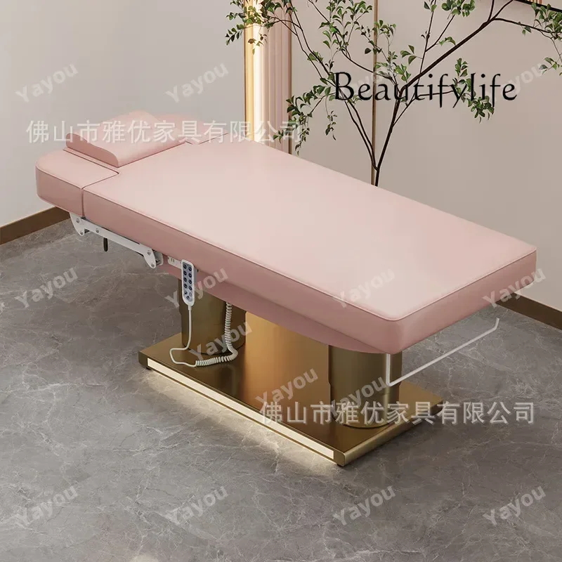 Golden Stainless Steel Electric Beauty Bed Beauty Salon Massage Couch Tattoo Tattoo Embroidery