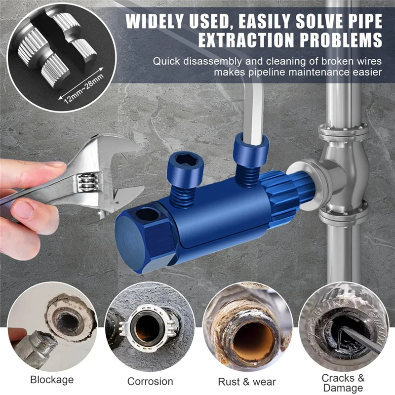 A02F-Broken Pipe Thread Extractor& Faucet Remover Tool, 2025 Stripped Screw Bolt Extraction Set