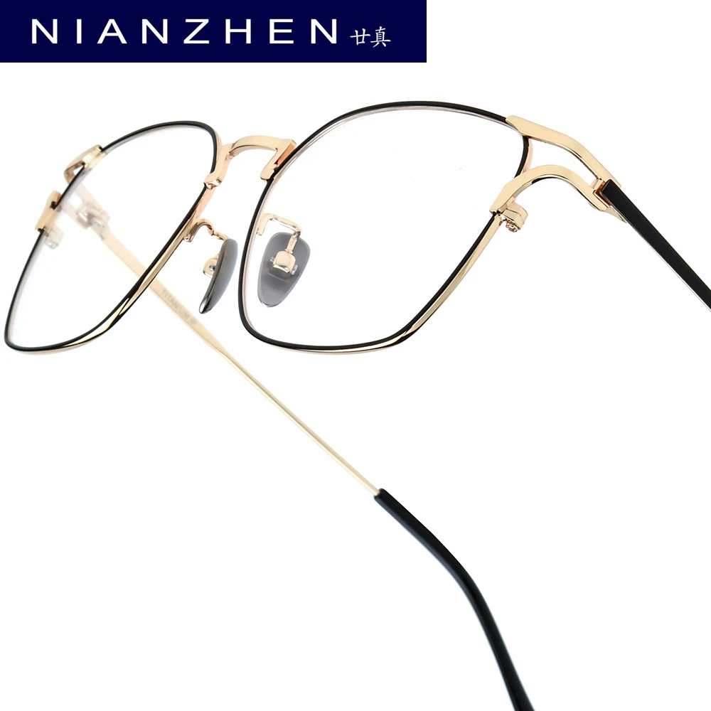 

NIANZHEN Titanium Alloy Eyeglasses Men Square Brand Design Glasses Frame Women Ultralight-Weight Retro Eyewear Spectacles Y0038