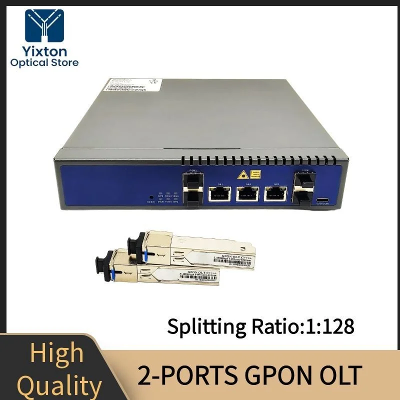 VSOL OLT 2-PORTS GPON OLT Switch 2SFP AC100~240V 1A 2*GPON PON+3*JR45+1*SFP+1*Console Optical Line Terminal GPON OLT 1:128 FTTH