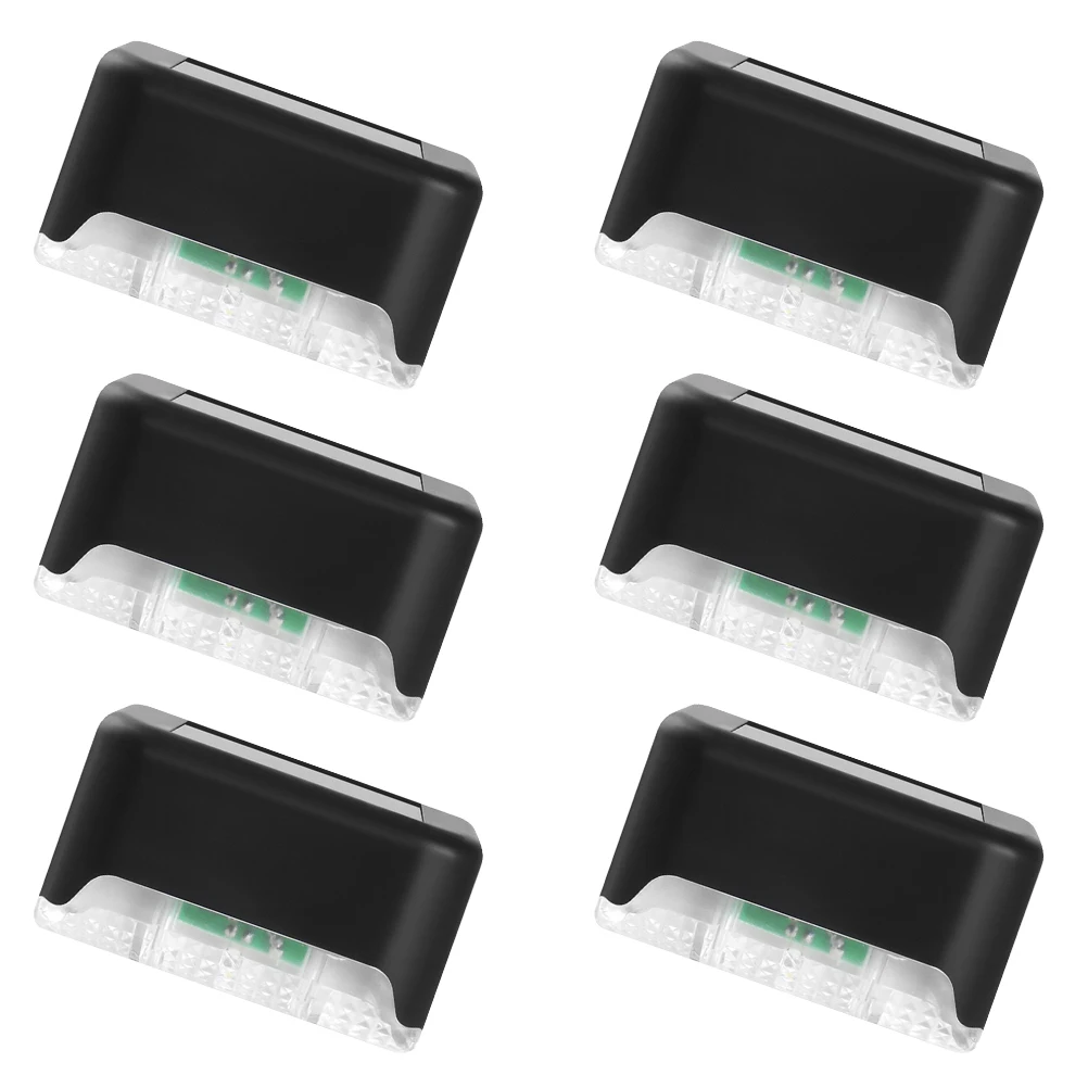 

6pcs Solar Lights Outdoor LED Solar Lights Black Shell Warm Light Waterproof Deck Stair Step Night Lamps Auto On Off
