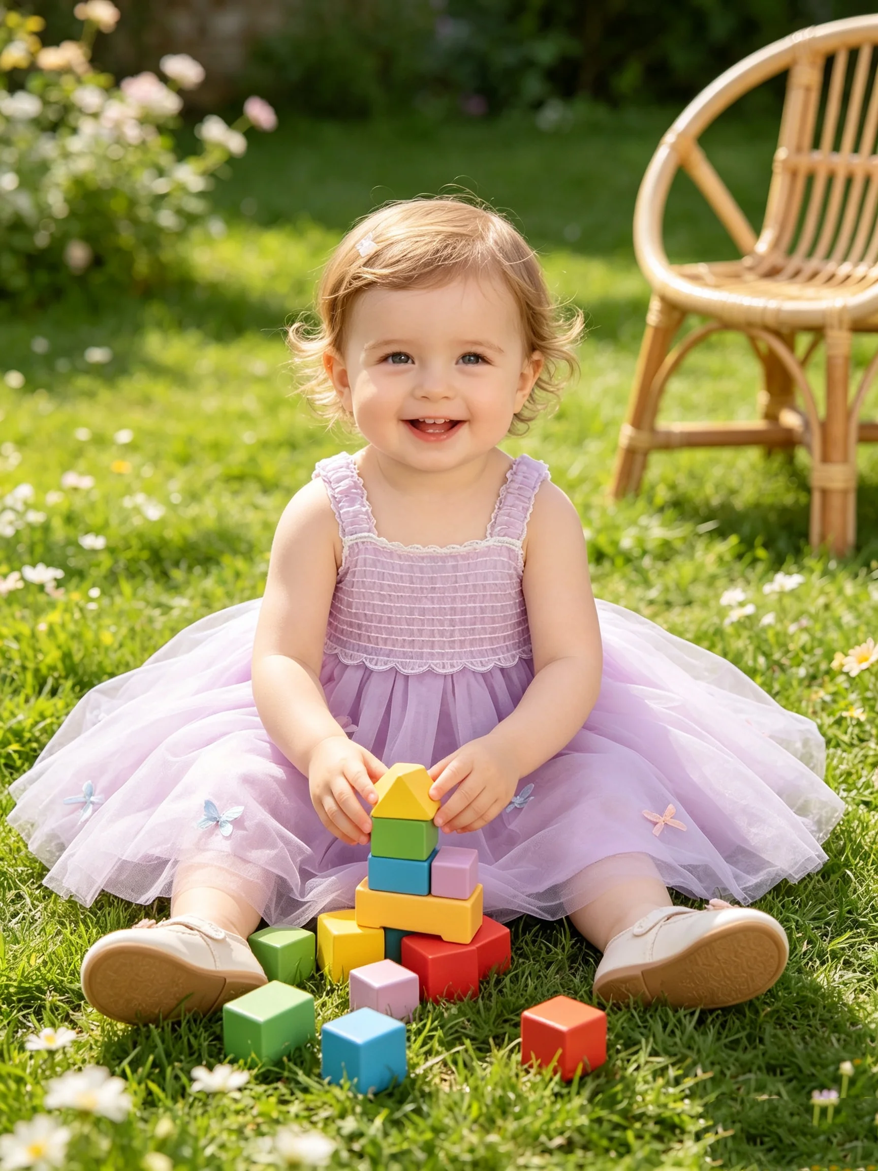 Robe tutu en tulle à bretelles smockées lavande pour bébé fille, été