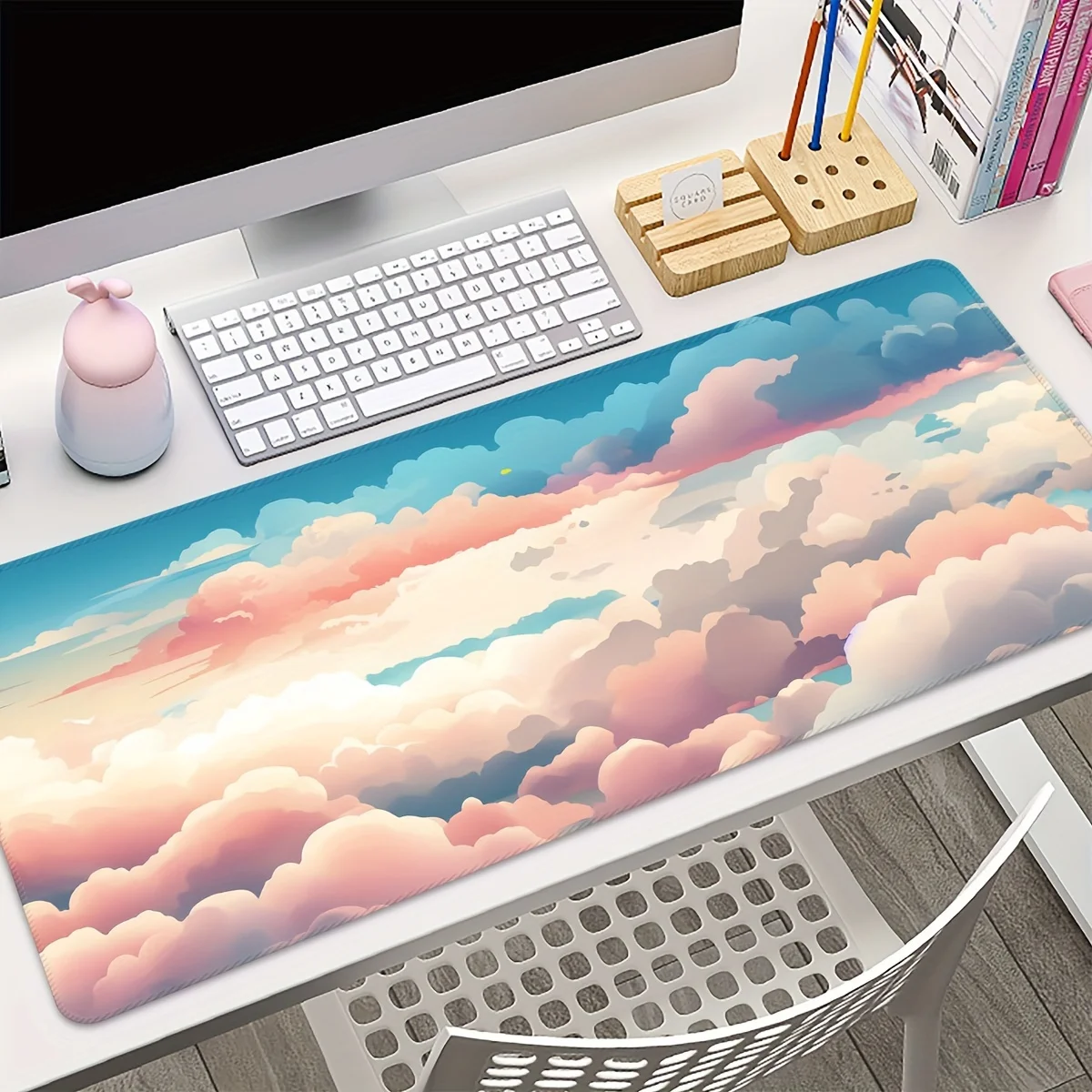 Cloudy Sky Large Mouse Pad,  Gaming Accessories Keyboard Carpet Customizable Rubber, Rectangular, Non-Slip, Fits Your Desk