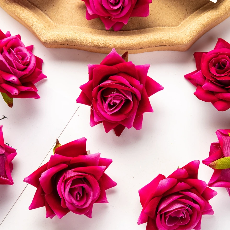 

5 Pieces Artificial Flowers Bridal Brooch Wedding Decorative Flowers Room Home Table Decoration Accessories Fake Rose Heads Diy