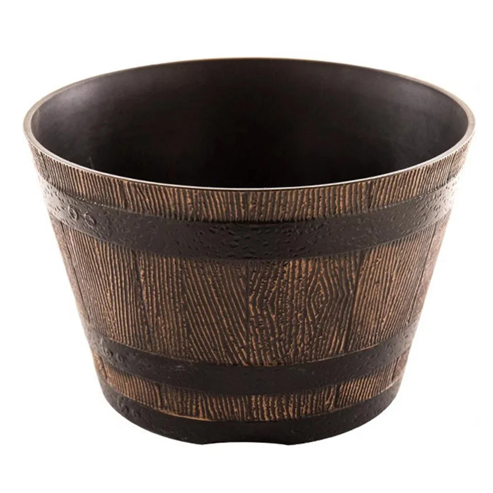 Garden Decor Resin Whiskey Bucket Pot for Planting Succulents Flowers and Small Greenery on Deck or Windowsill