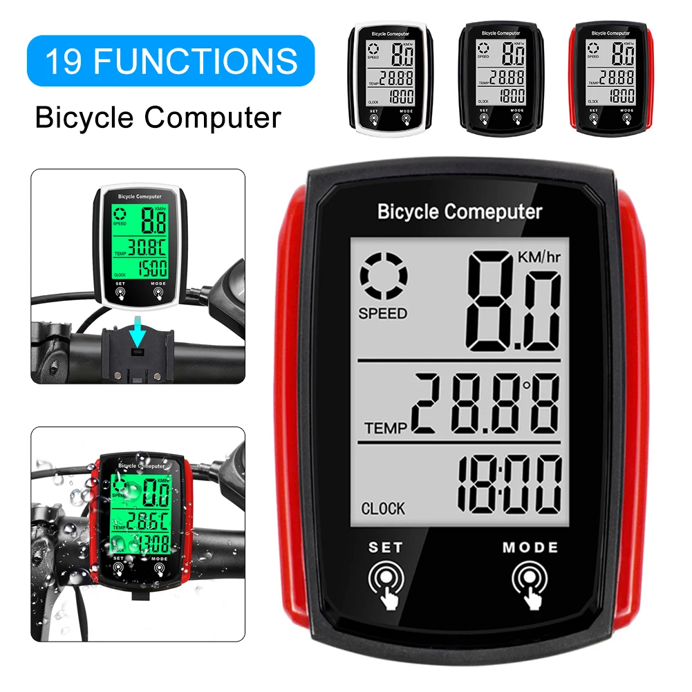 LED Bicycle Computer Bike Speedometer LED Touch Screen Bike Odometer Waterproof Cycling Bicycle Speedometer Bike Accessories