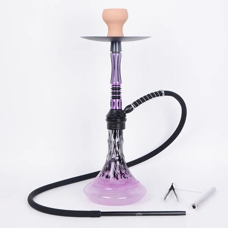 Aluminum Alloy Single Pipe Shisha Hookah Complete Set, Narguile Shesha Smoking Accessories, High Quality for Chicha Hoka, 56cm