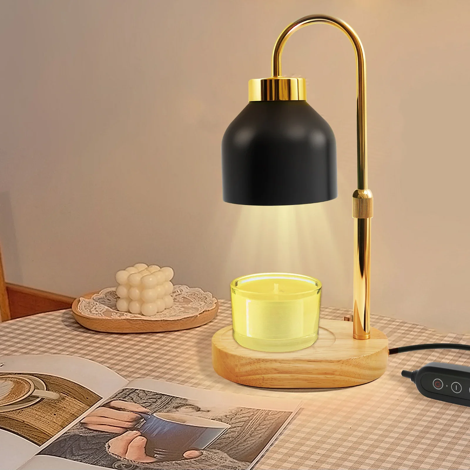 

Электрическая лампа-подогреватель для свечей с регулировкой высоты и яркости, для свечей в банках, домашний декор, подарки на день рождения, вилка стандарта США