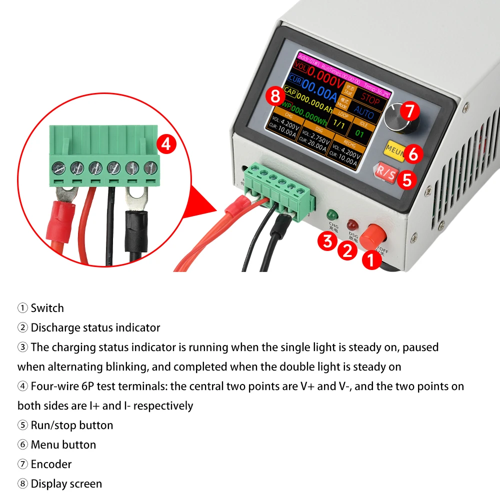 96V 150W DC CNC Electronic Load Tester 2.4-inch TFT Color Screen Charging Discharging Battery Capacity Tester