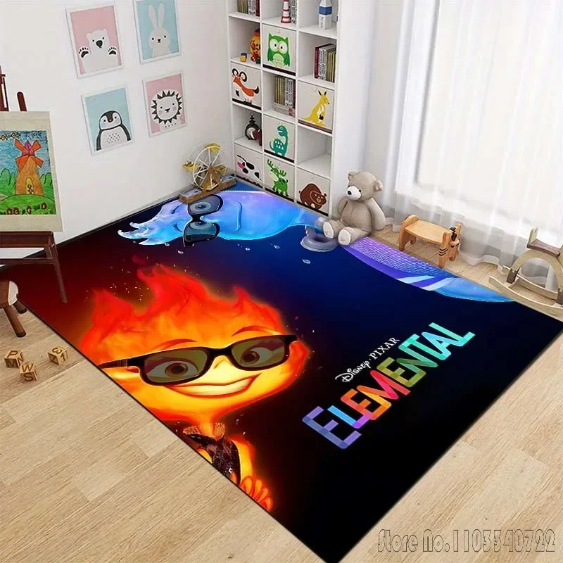 Cartoon Disney Elemental Pattern Carpets for Living Room Bedroom Floor Mat Kid's Room Decor Anti-slip Rug Play Mat Area Rug Home