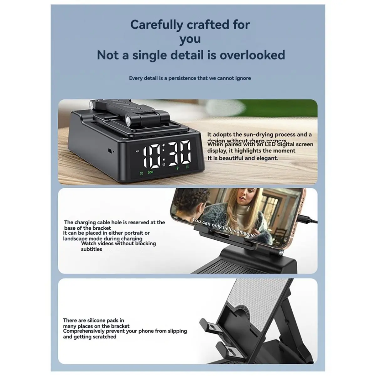Cell Phone Sound Amplifier Cell Phone Stand with Wireless Speaker Mobile Phone Stand and Speaker for Home Gifts