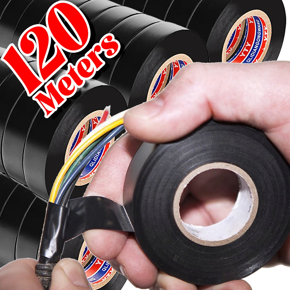 2/20Roll 6M Electrical Insulating Tape Flame Retardant Insulation Industrial Cable Wire Wrap Protection Self Adhesive Black PVC