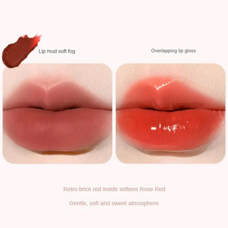 Double Ended Lip Glaze Lip Augmentation ปรับปรุงผิว ความอิ่มตัวต่ํา ธรรมชาติ Lip Makeup ลิปกลอส ให้การแต่งหน้าโปร่งแสง