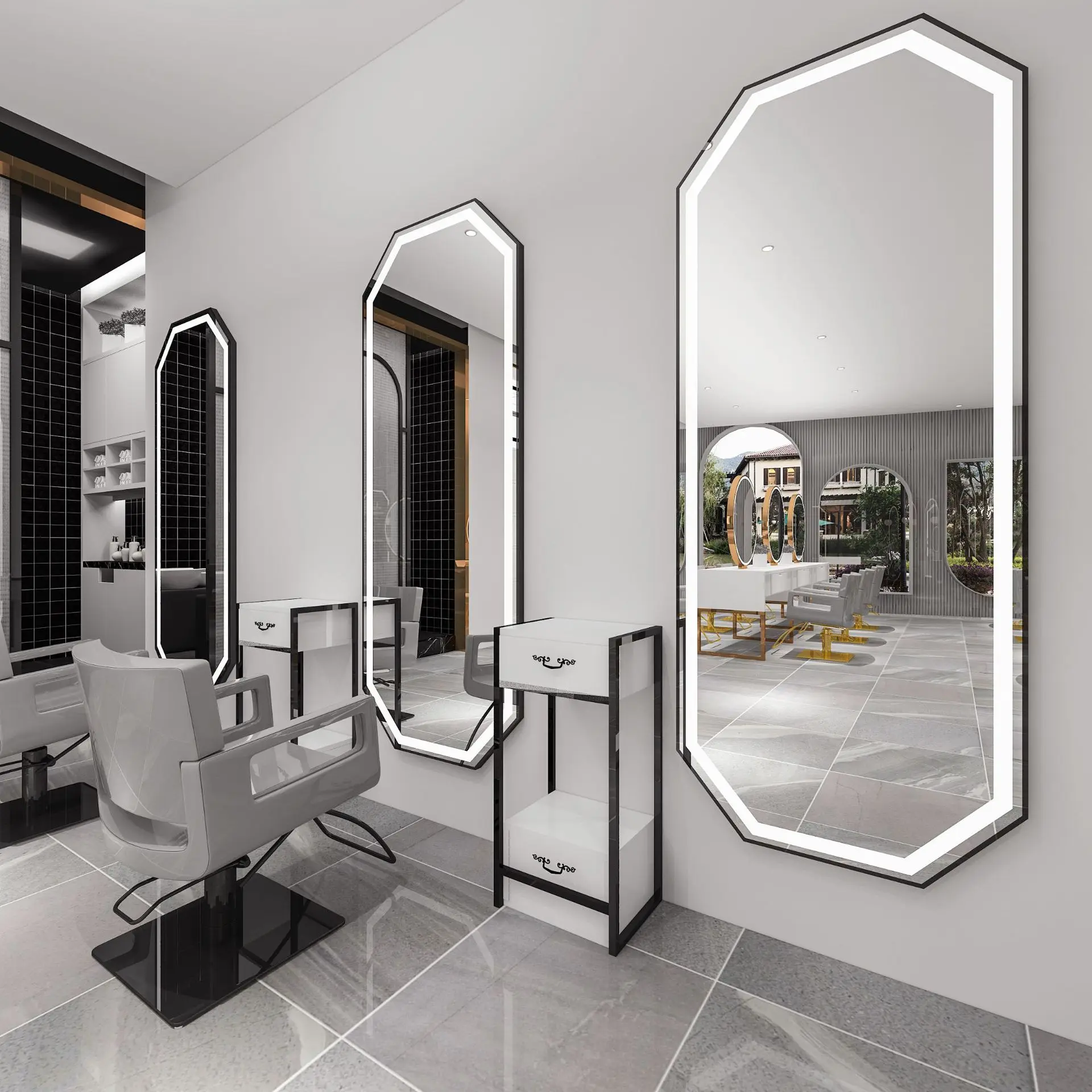 Barber shop mirror table Internet celebrity hair salon mirror hair salon tide beauty salon cabinet integrated simple single