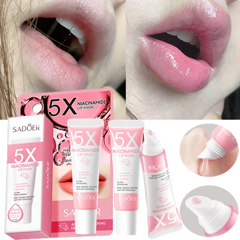 Niacinamide Pink Lip Mask Exfoliates Long-lasting Moisturizes and Nourishes Reduces Lip Lines Lip Balm Repair Lips Care Makeup