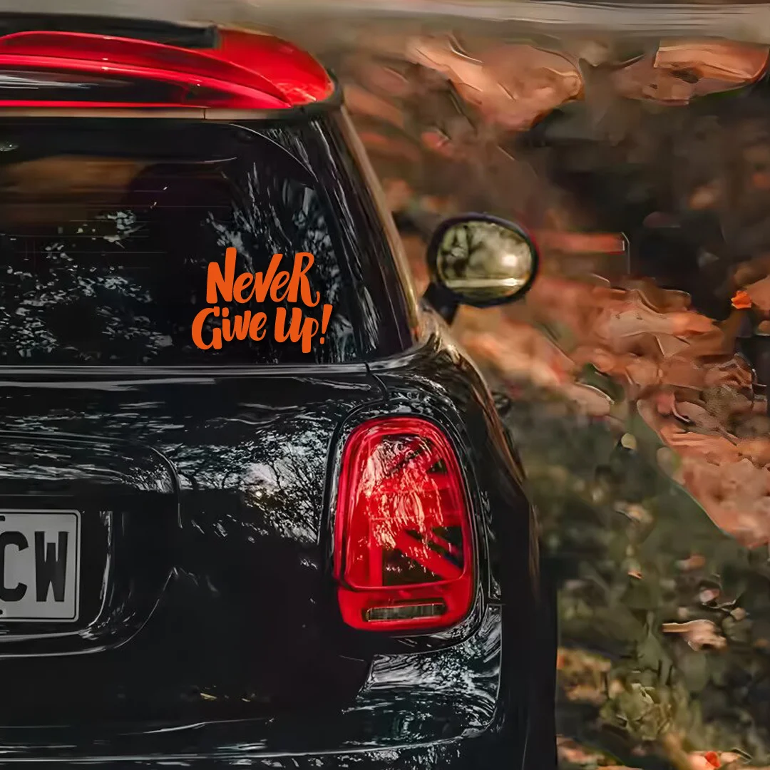 1pc  Never Give Up Motivational Vinyl Sticker, Multi-color Waterproof Car Window Body Decal