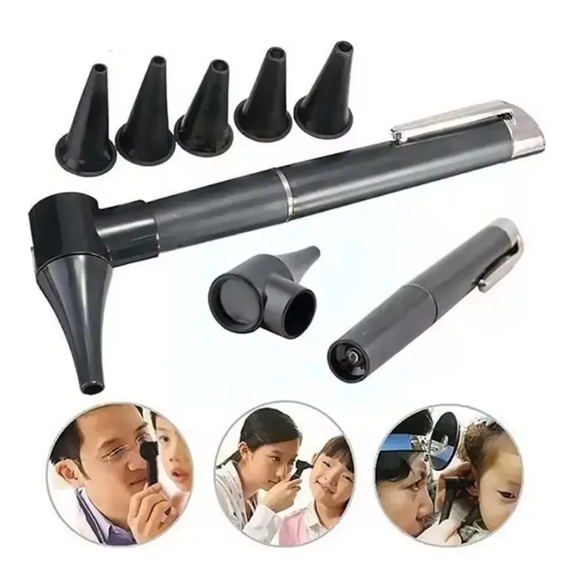 Mini Otoscope Diagnostic Kit with 5 Speculas Magnifying Lens LED Light Flashlight for Nurses Students Doctors