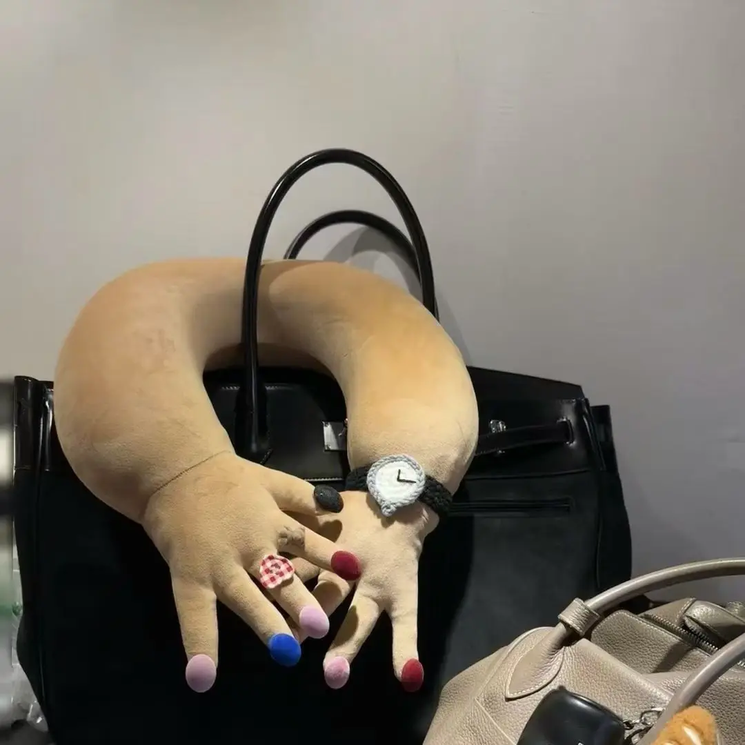 Funny creative neck pillow, doll plush toy doll throw pillow bag birthday gift travel convenience