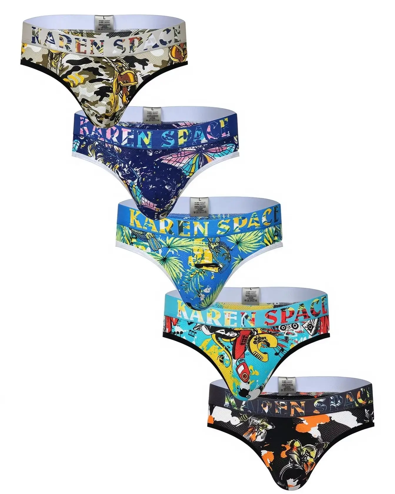 Men Thongs and G Strings Underwear Low Rise Print Briefs Men Penis Bag Jockstrap Lingerie Tanga Hombre Sexy Randomly 2/3/4pcs