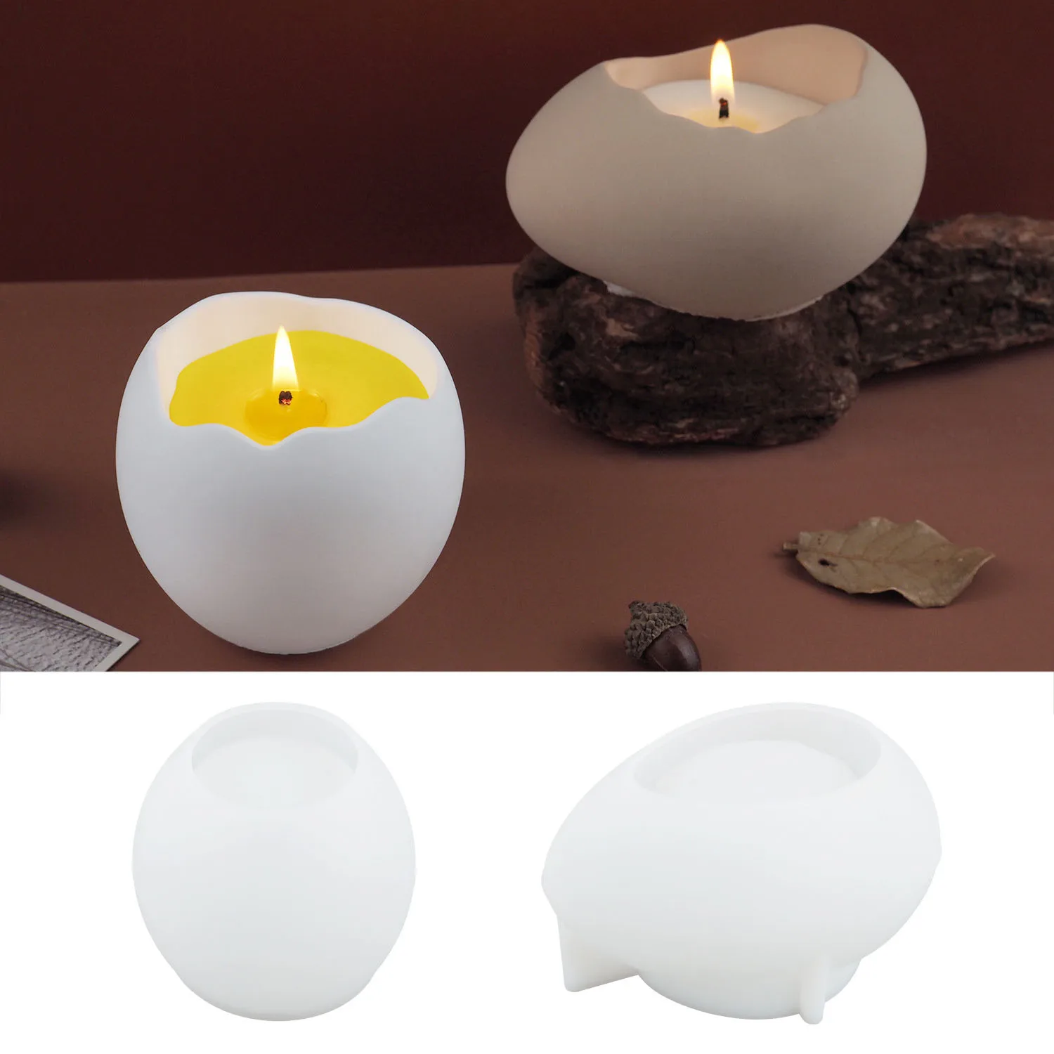 Eggshell Shape Candle Cup Silicone Molds, DIY Epoxy Resin Molds for Resin Vessel, Plaster Flower Pot, Concrete Storage Jar