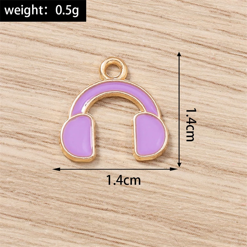 10 Stück 14x14mm Niedliche Emaille-Musik-Kopfhörer-Anhänger für Schmuckherstellung, Ohrringe, Halsketten, DIY-Bastelzubehör – Detail 1