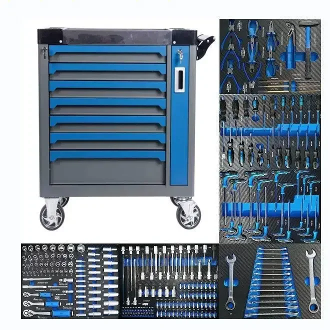 

Neatly Tool Box on Wheels with Side Cabinet,Lockable 7-Drawer Rolling Tool Cabinet with Toolbox Organizer