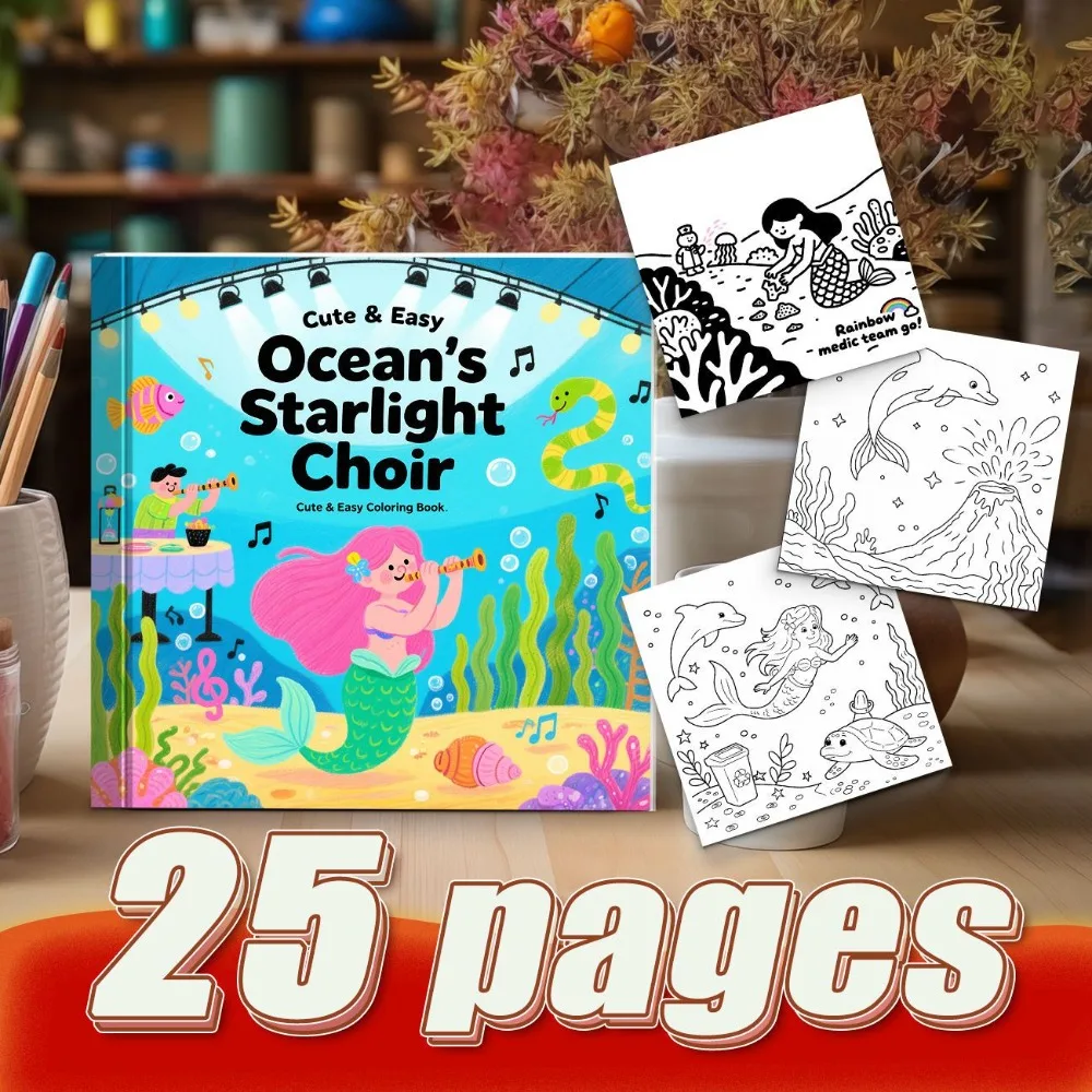 Beautiful Ocean Mermaid Themed Coloring Book Stress Relief Hand Account DIY Creative Original Patterns Thickened Durable Paper