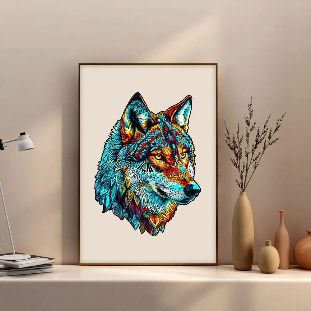 Wooden puzzle Wolf Picture Gift box Exquisite gift irregular animal shape puzzle personalized unique gift family interaction