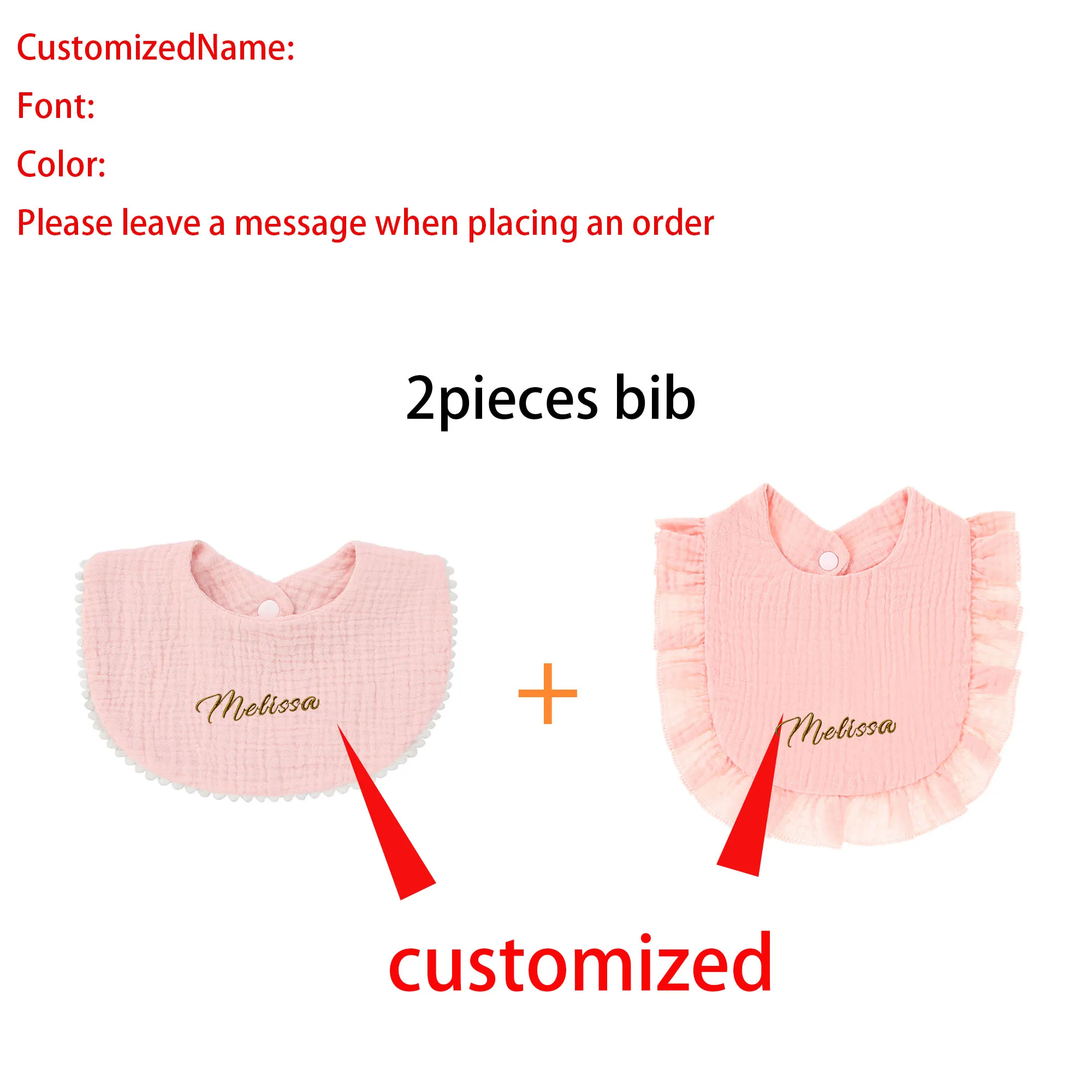 Personalisierte Wasserdichte Reine Baumwolle Baby-Lätzchen 2 Stück Weiche Saugfähige Spucktücher Säuglings-Fütterungslätzchen Neugeborenen Jungen Mädchen Geschenk – Detail 6