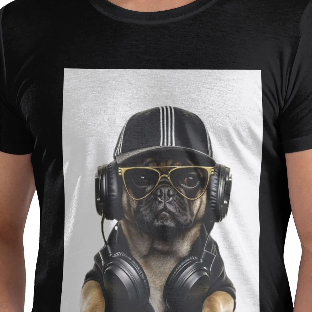 

Футболка из 100% хлопка с забавной собакой в виде DJ Woof, мужские классические футболки, мужские футболки с круглым вырезом и коротким рукавом, S-6XL