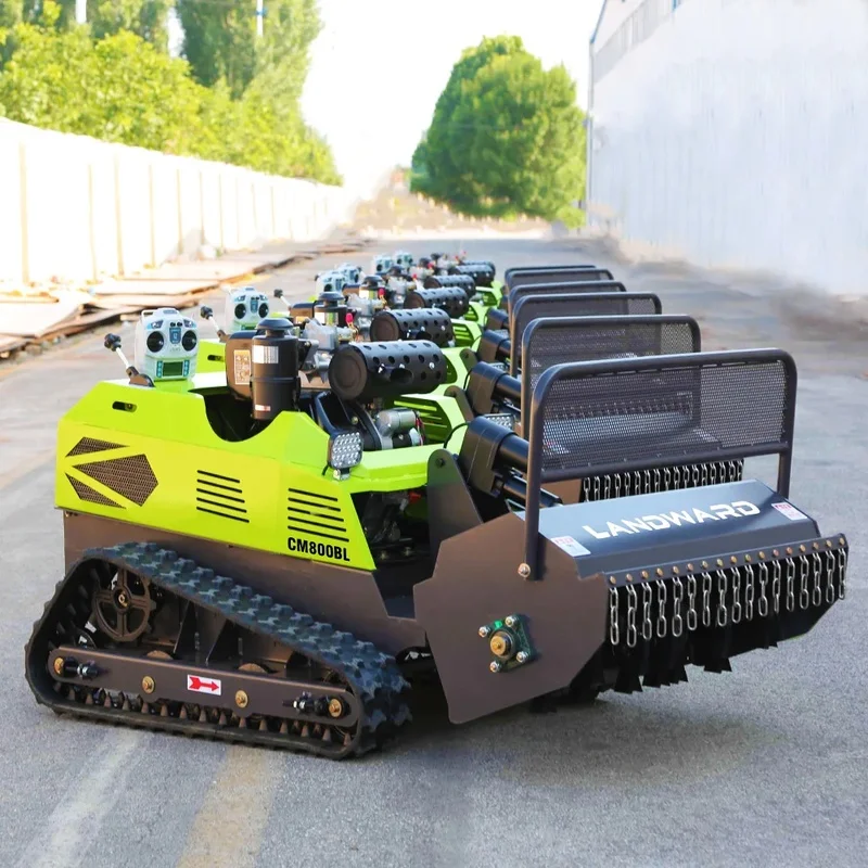 High Power Engine Grass Cutter All Terrain Crawler Remote Control Lawn Mower Wireless Robot Mower