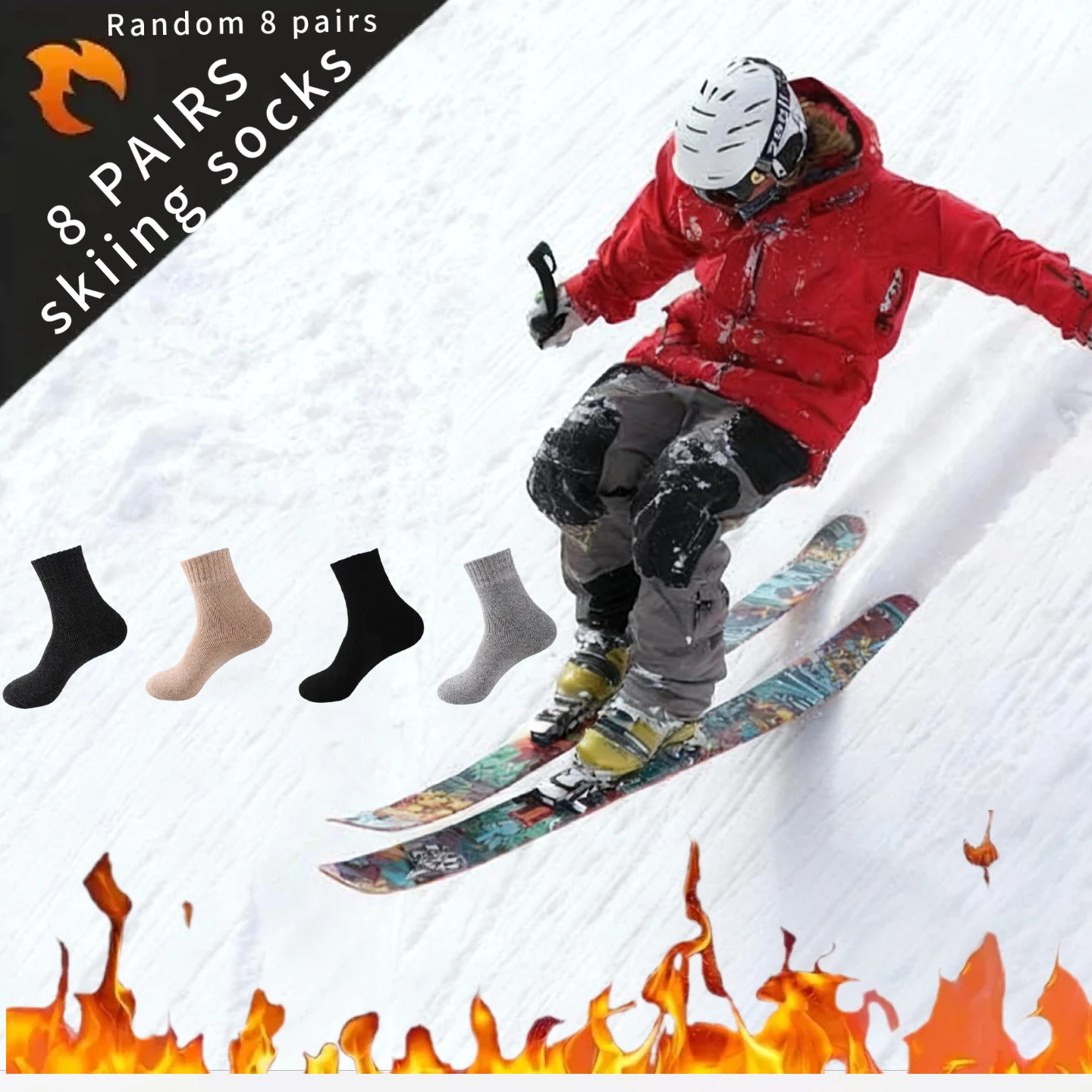 8/4/1 쌍의 야외 스키 양말, 남성용 미드솔 겨울용 따뜻한 양말, 남성용 하이킹 및 평행 양말